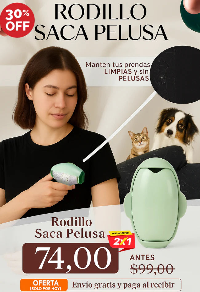 2X1 Rodillo Saca Pelusa - Portátil y Fácil de Limpiar